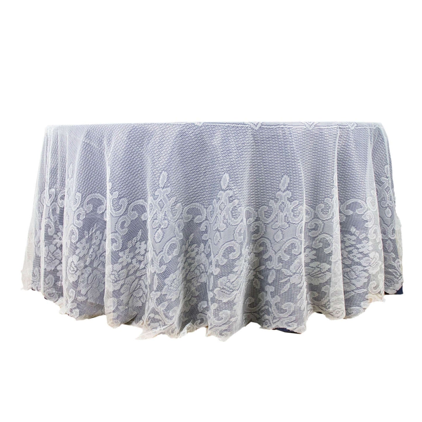 Lace 120" Round Tablecloth Ivory - Seamless Premium Design for Upscale Celebrations