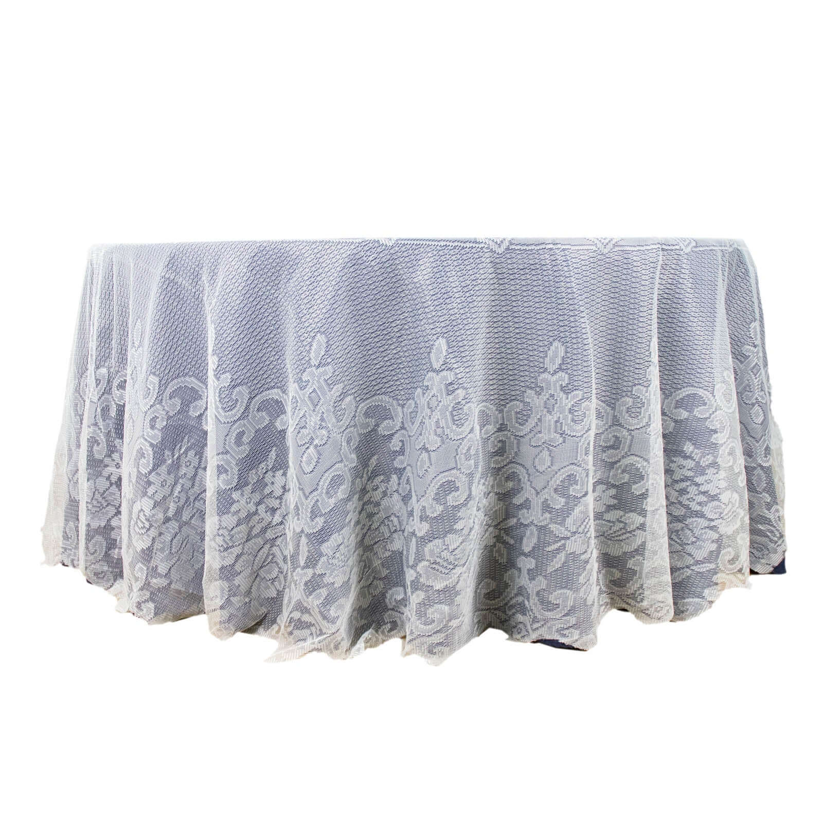 Lace 120" Round Tablecloth Ivory - Seamless Premium Design for Upscale Celebrations