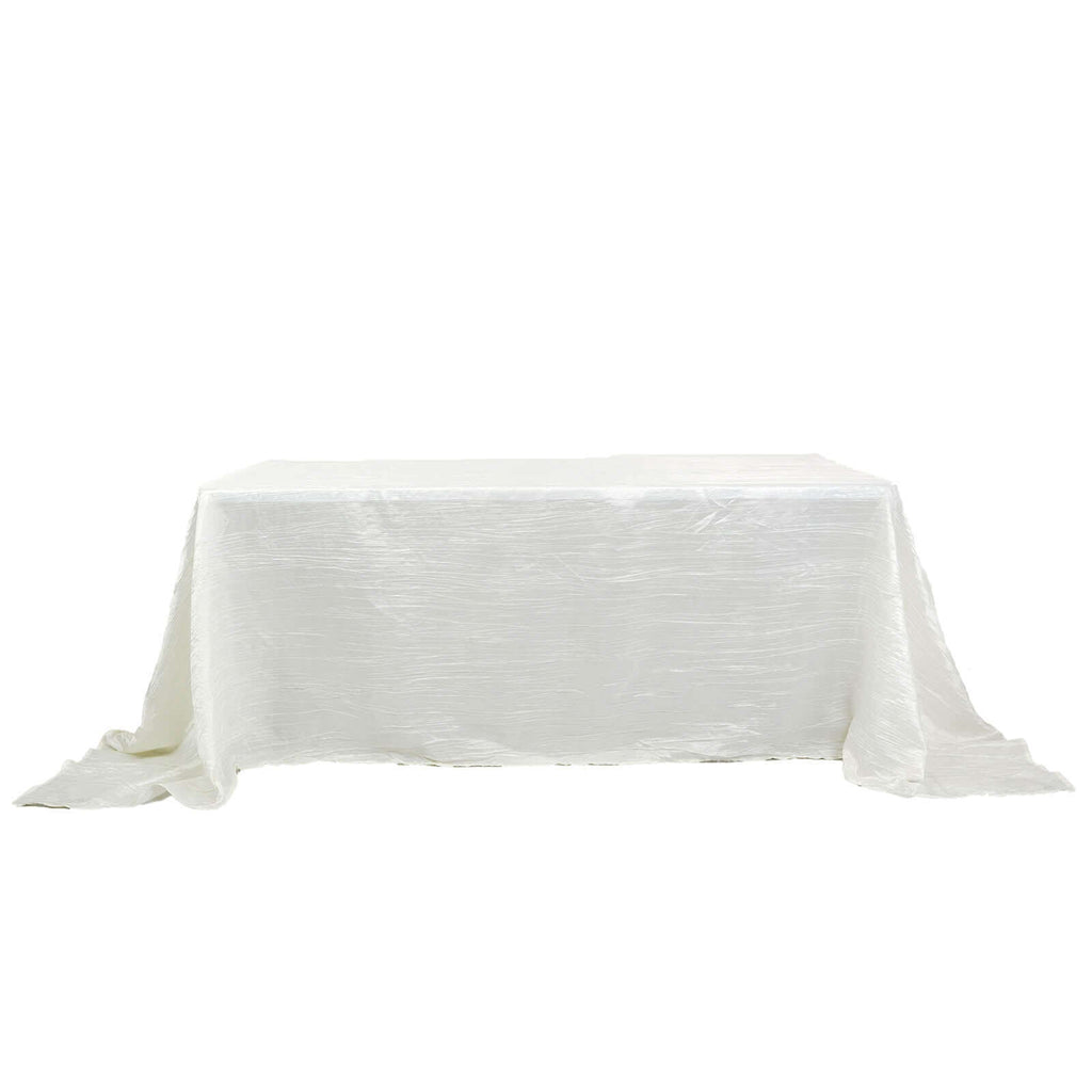 Taffeta 90"x132" Rectangle Tablecloth Ivory - Seamless Accordion Crinkle Table Cover