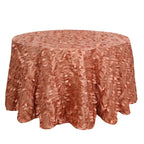 Taffeta 120" Round Tablecloth Terracotta (Rust) | 3D Leaf Petal Design Seamless Table Cover