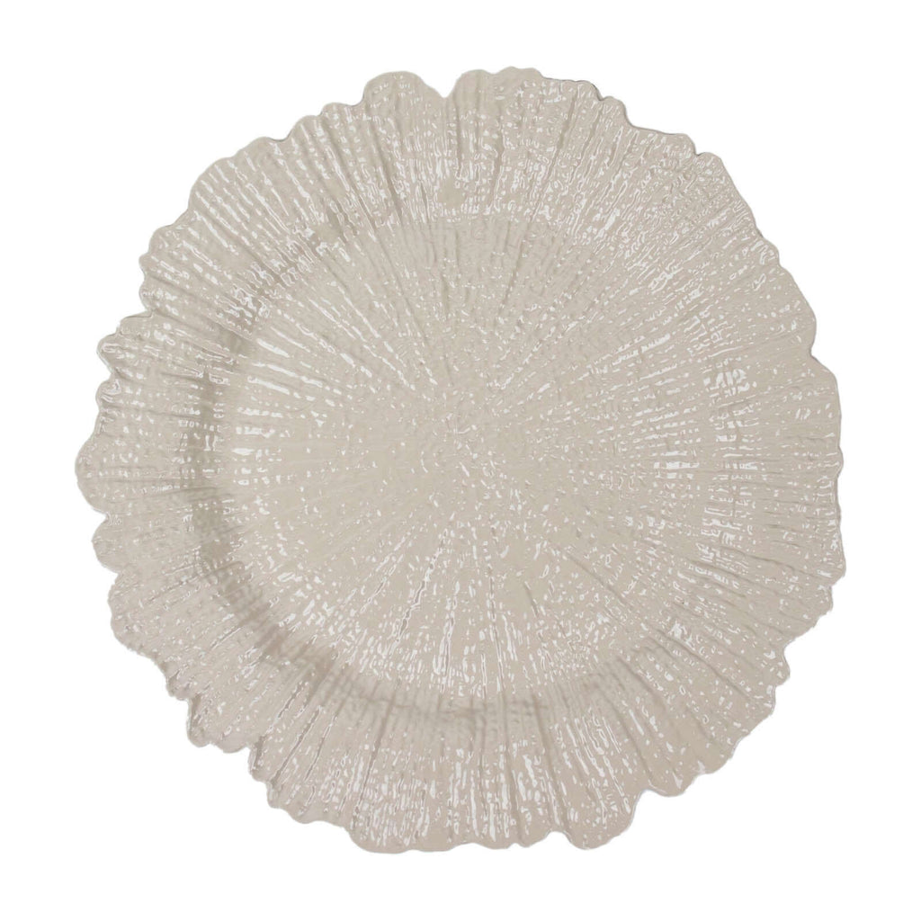 6-Pack Acrylic Plastic Round Charger Plates 13" in Taupe with Reef Design, Dinner Charger Tableware