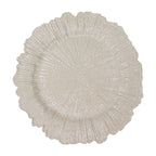 6-Pack Acrylic Plastic Round Charger Plates 13" in Taupe with Reef Design, Dinner Charger Tableware