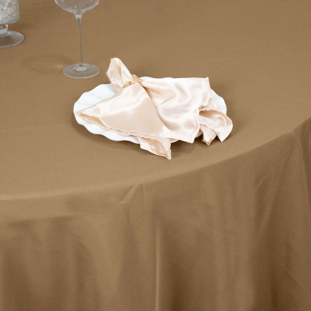 Polyester 132" Round Tablecloth Taupe - Seamless Chic Table Cover