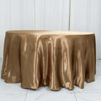 Satin 120" Round Tablecloth Taupe - Stylish Seamless Table Cover