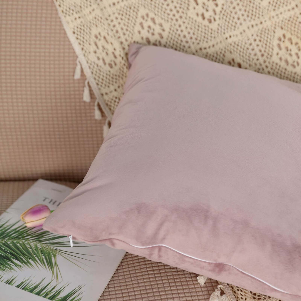 2 Pack 18" Mauve Soft Velvet Square Throw Pillow Cover