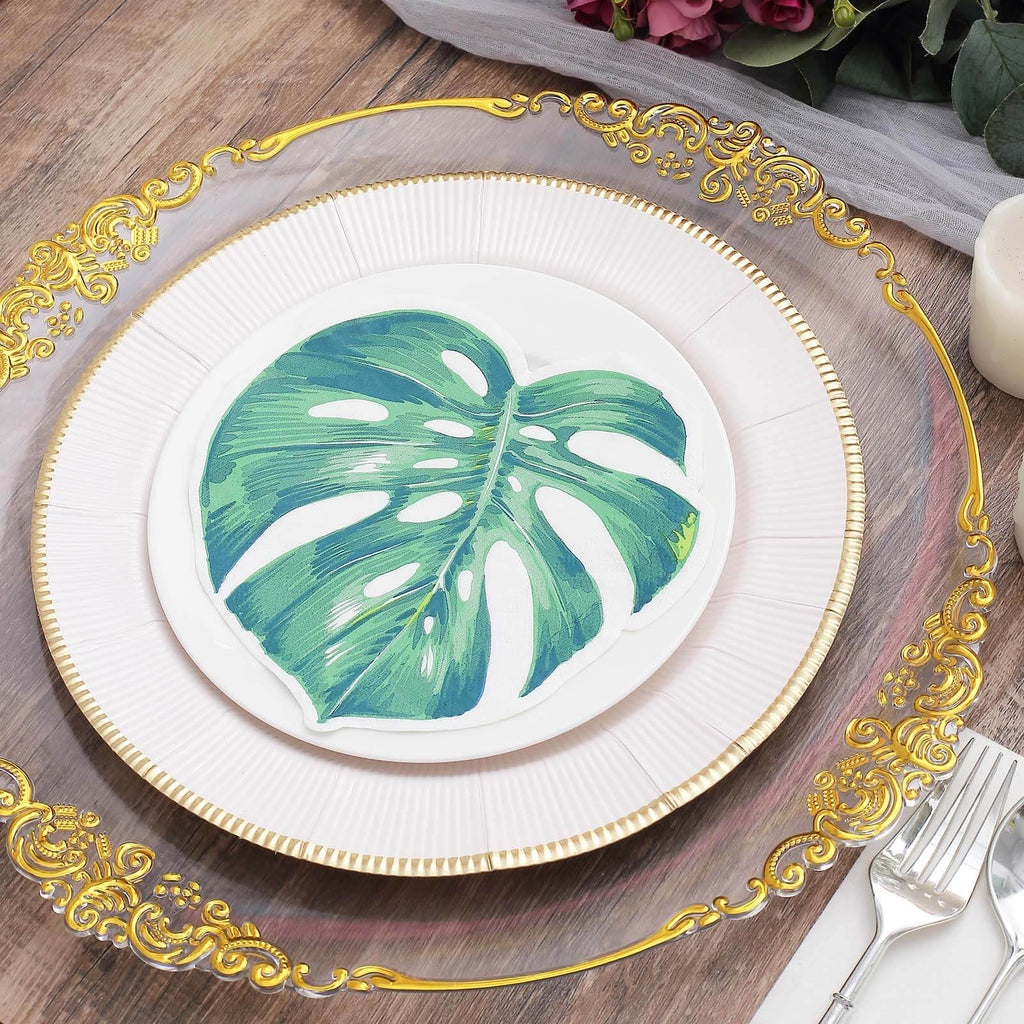 20-Pack Paper Cocktail Napkins with Tropical Leaf Design Green - Stylish Disposable Napkins for Events