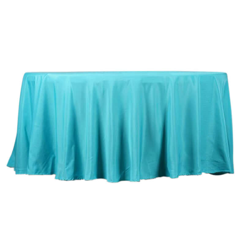 Polyester 132" Round Tablecloth Turquoise - Seamless Chic Table Cover
