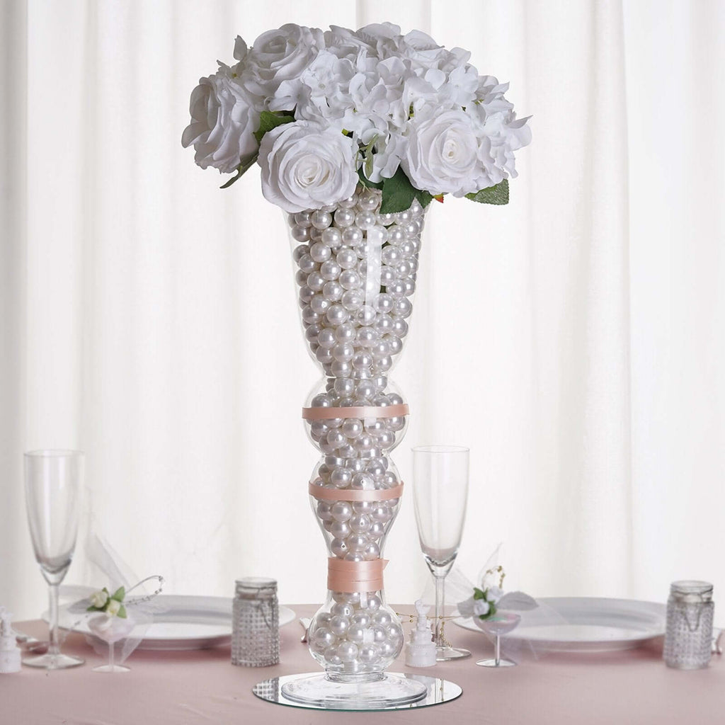 4-Pack Glass Trumpet Vases Pilsner Curved Design Clear - Stylish Flower Centerpieces for Events 20"
