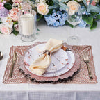 6-Pack Table Mats Wheat Design Rose Gold - Vinyl Rectangle Non-Slip Surface for Stylish Settings 12"x18"