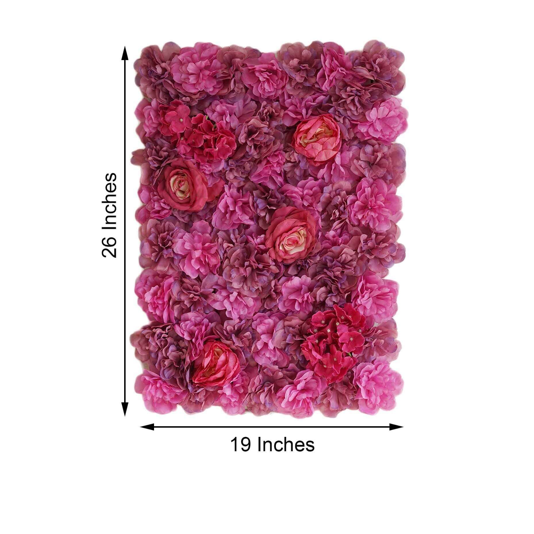 13 Sq ft. Violet Purple UV Protected Assorted Flower Wall Mat Backdrop - 4 Artificial Panels