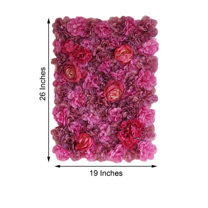 13 Sq ft. Violet Purple UV Protected Assorted Flower Wall Mat Backdrop - 4 Artificial Panels