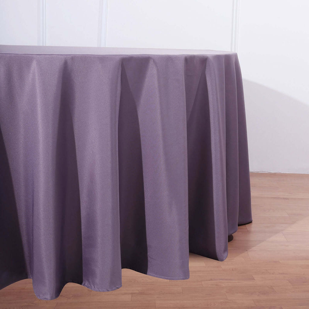 Polyester 132" Round Tablecloth Violet Amethyst - Seamless Chic Table Cover