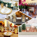 2-Pack Votive Candle Holders Gold Metal Diamond Cut Geometric Design - Perfect for Home DÃ©cor and Events 4"