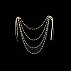 Faux Pearl Beaded 16" Chair Back Garland Sash Amber Gatsby-Inspired Style - Pre-Tied Chic Wedding Decor for Chiavari Chairs