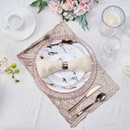 6-Pack Table Mats Wheat Design Rose Gold - Vinyl Rectangle Non-Slip Surface for Stylish Settings 12"x18"