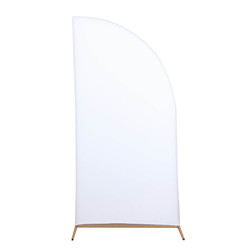 7ft Matte White Spandex Half Moon Chiara Backdrop Stand Cover, Custom Fitted Wedding Arch Cover