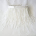 39" White Real Ostrich Feather Fringe Trim With Satin Ribbon Tape