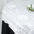 Taffeta 72"x72" Table Overlay Square Tablecloth White 3D Leaf Petal Design for Stylish Celebrations