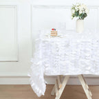 Taffeta 54"x54" Table Overlay Square Tablecloth White | Exquisite 3D Leaf Petal Design for Chic Wedding & Event Decor