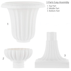 2 Pack 20" White Urn Planter, Floral Pedestal Flower Pot Plant Stand - PVC