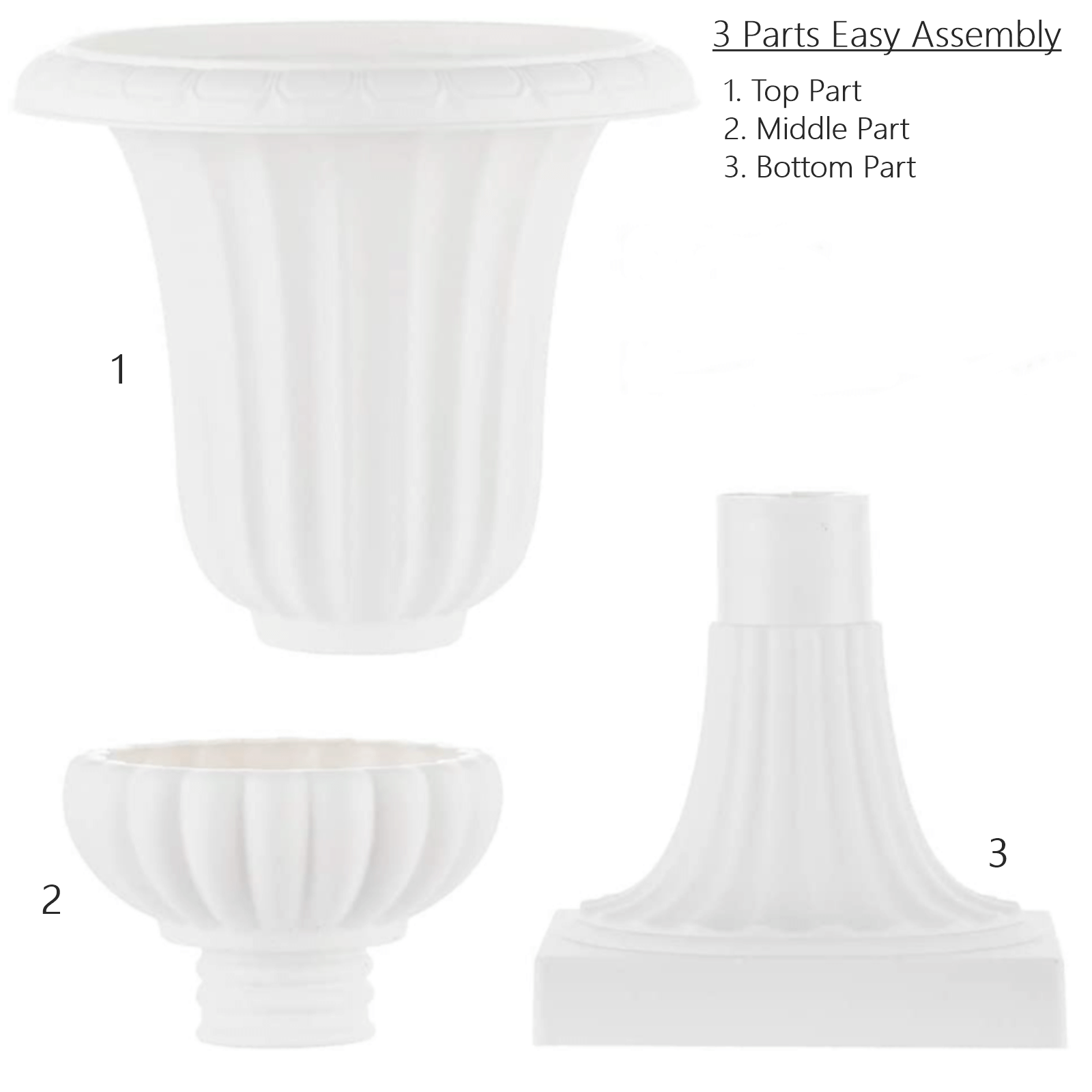 2 Pack 20" White Urn Planter, Floral Pedestal Flower Pot Plant Stand - PVC
