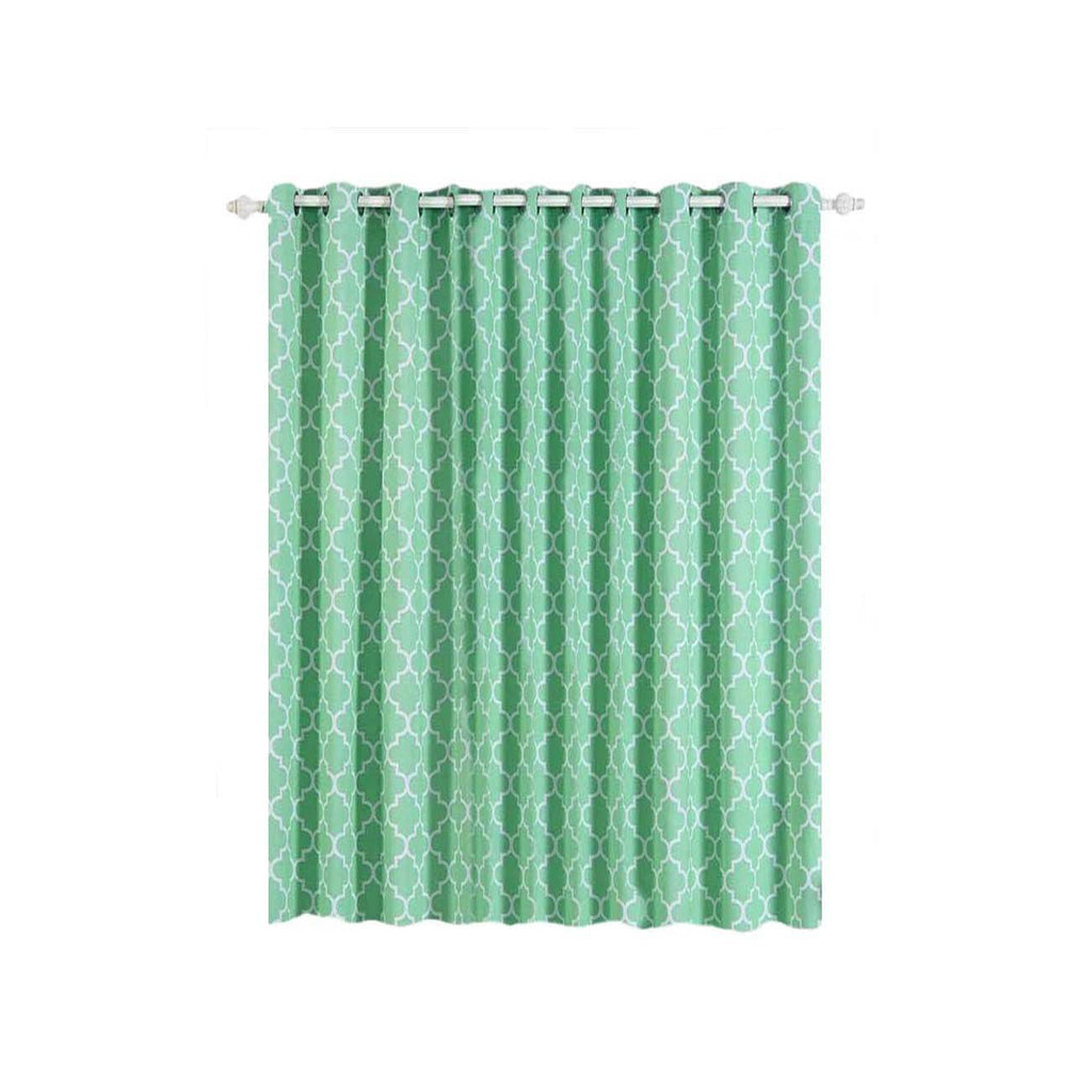 2 Pack White Mint Lattice Print Thermal Blackout Curtains With Chrome Grommet Window Treatment Panels - 52"x108"