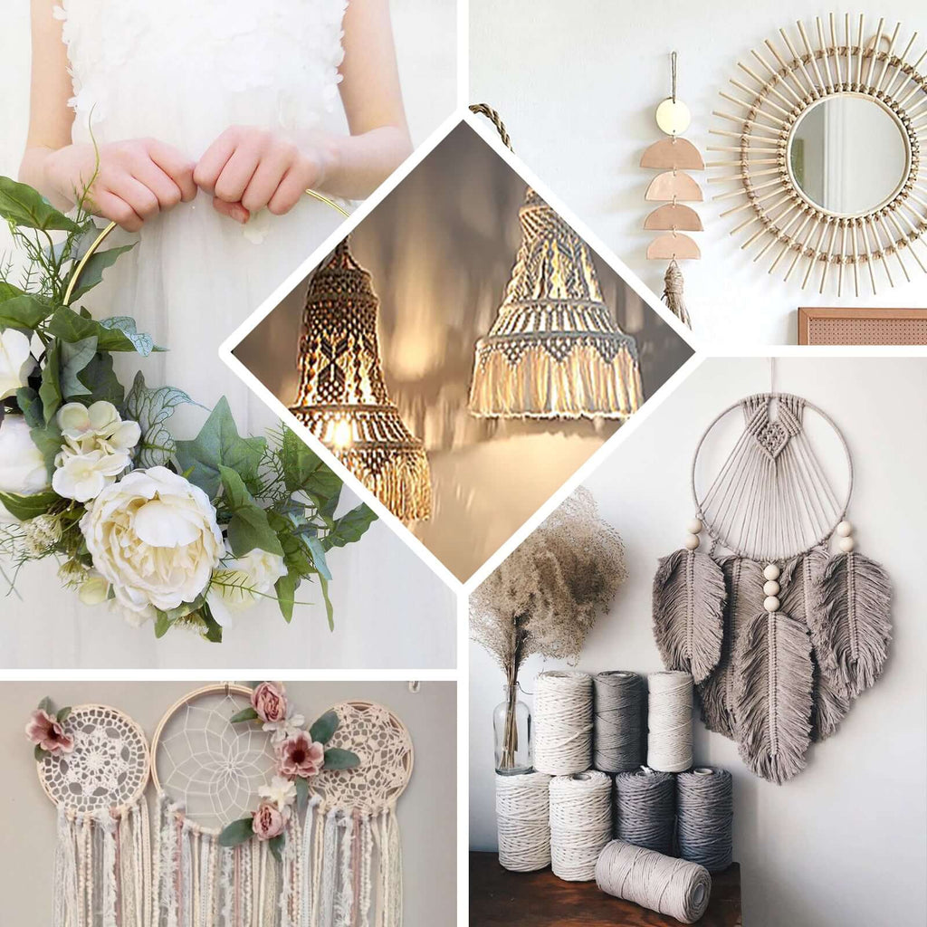 Set of 5 Natural Wooden Rings for Crafts, Floral Hoop Wreath