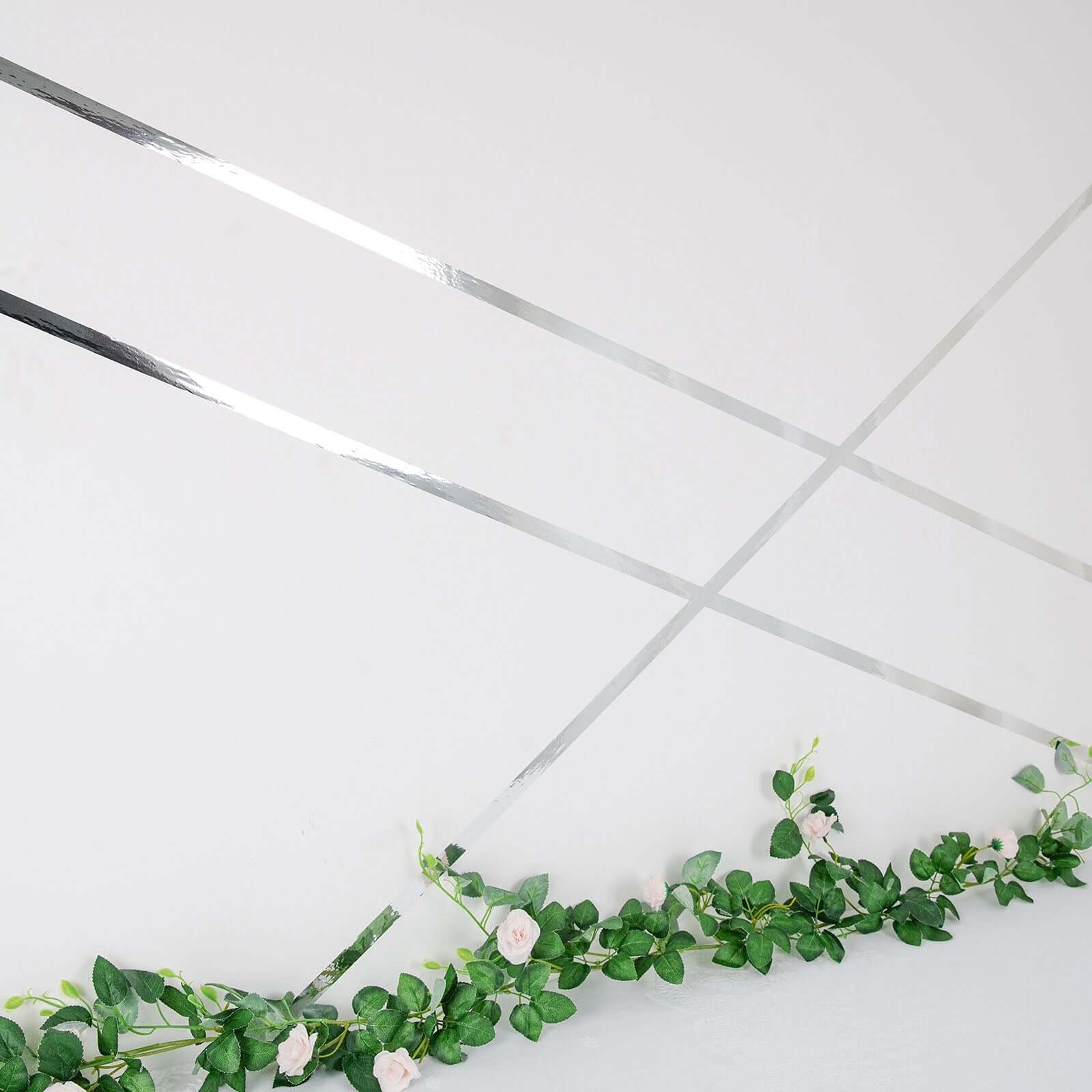 100 Yds 3/4" Silver Metallic Film Tape Adhesive, DIY Floral Wrap Craft Decor Tape - Polyester with Acrylic