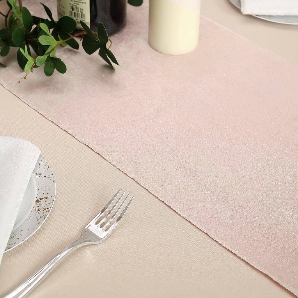 Premium Velvet 12"x108" Table Runner Blush - Sheen Finish Reusable Table Decor
