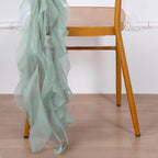 Chiffon Chair Sash with Curly Design Eucalyptus Sage - Stylish Chair Decorations