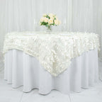 Taffeta 72"x72" Table Overlay Square Tablecloth Ivory - 3D Leaf Petal Table Cover