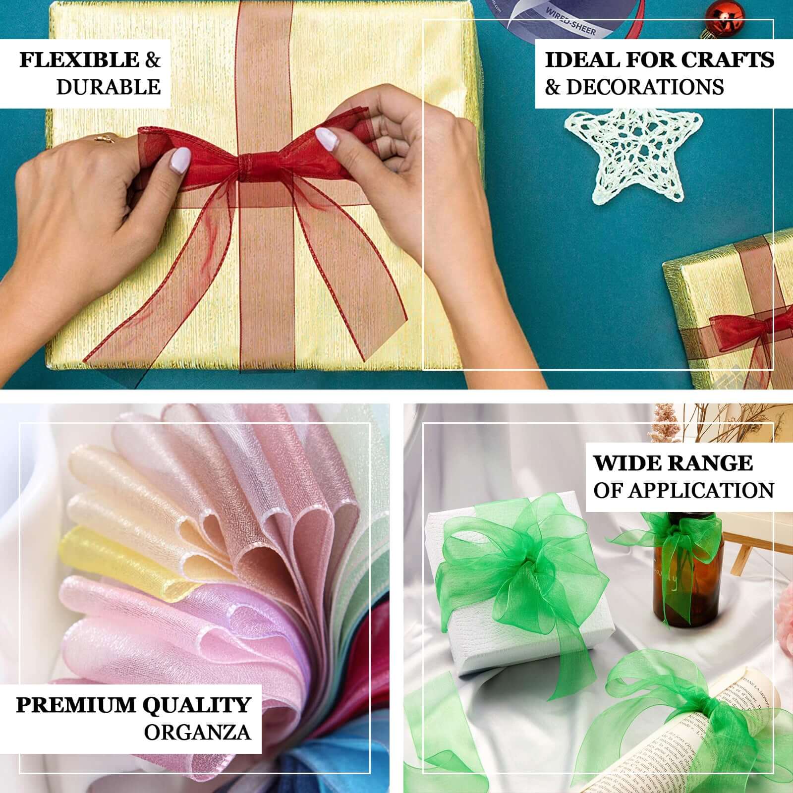 10 Yards 1.5" Ivory Sheer Organza Wired Edge Ribbon