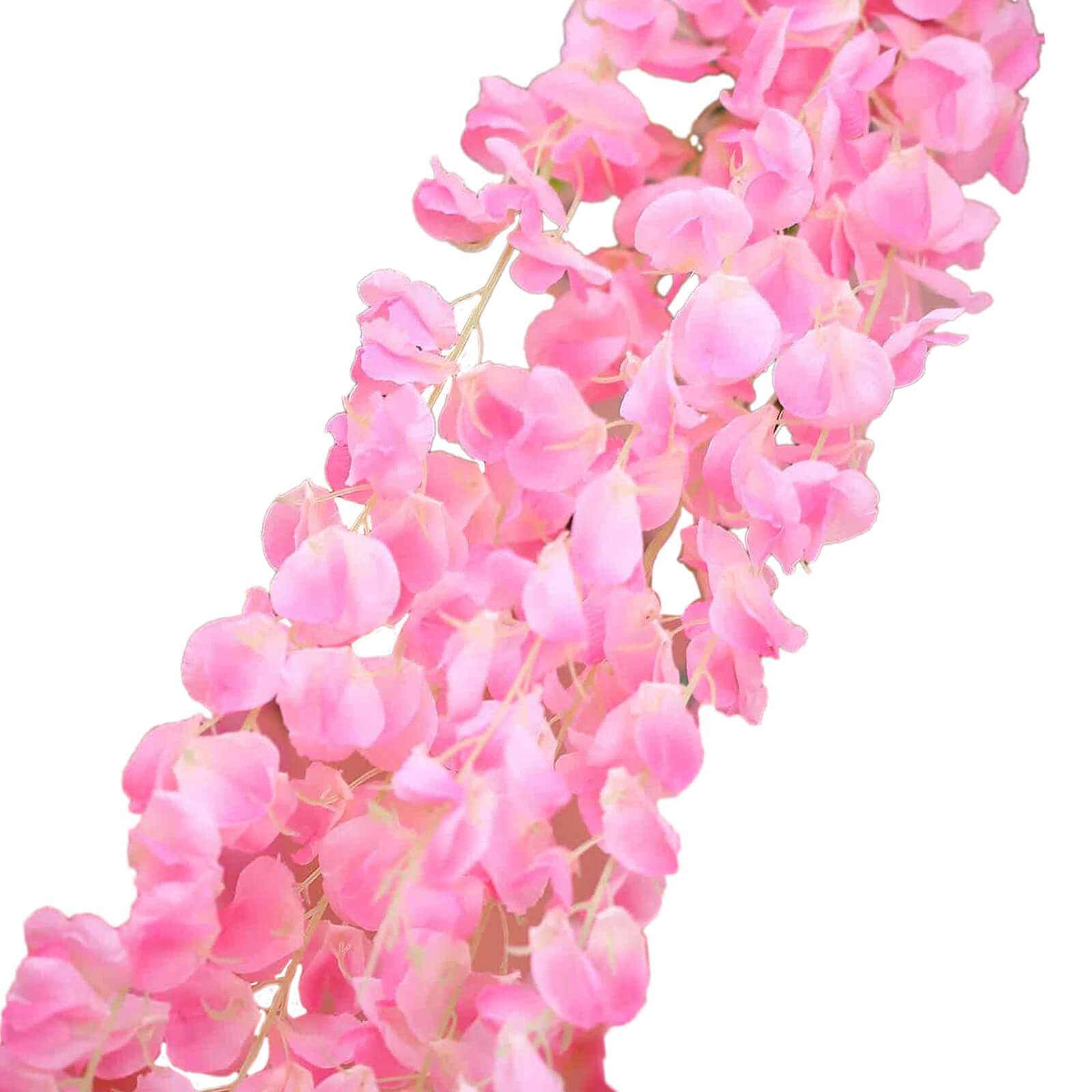 42" Silk Hanging Wisteria Flower Garland Vines in Pink, Elaborated 5 Full Strands in 1 Bush