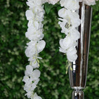 42" Silk Hanging Wisteria Flower Garland Vines in White, Elaborated 5 Full Strands in 1 Bush
