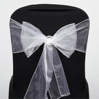 5 Pack Organza Chair Sashes White - Timeless Reusable Sheer Chair Bows for Chic Events 6"x108"