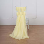 5 Pack Chiffon Chair Sashes Yellow - Soft & Lightweight Designer Chair Bows 22"x78"