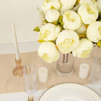 2 Pack 19" Ivory Artificial Peony Flower Wedding Bouquets, Faux Silk Flower Arrangements