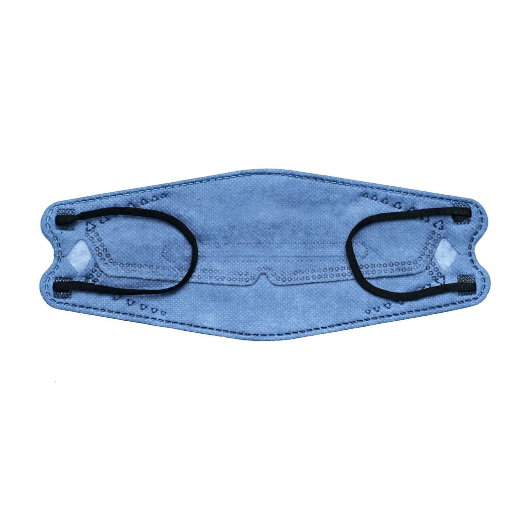 10 Pack Denim Blue Breathable KF94 Face Mask, 3D Fish-Design Mouth Shields for Adult, 4-Layer Protective Face Masks with Adjustable Nose Clip