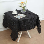 Taffeta 54"x54" Square Tablecloth Black 3D Leaf Petal Table Cover