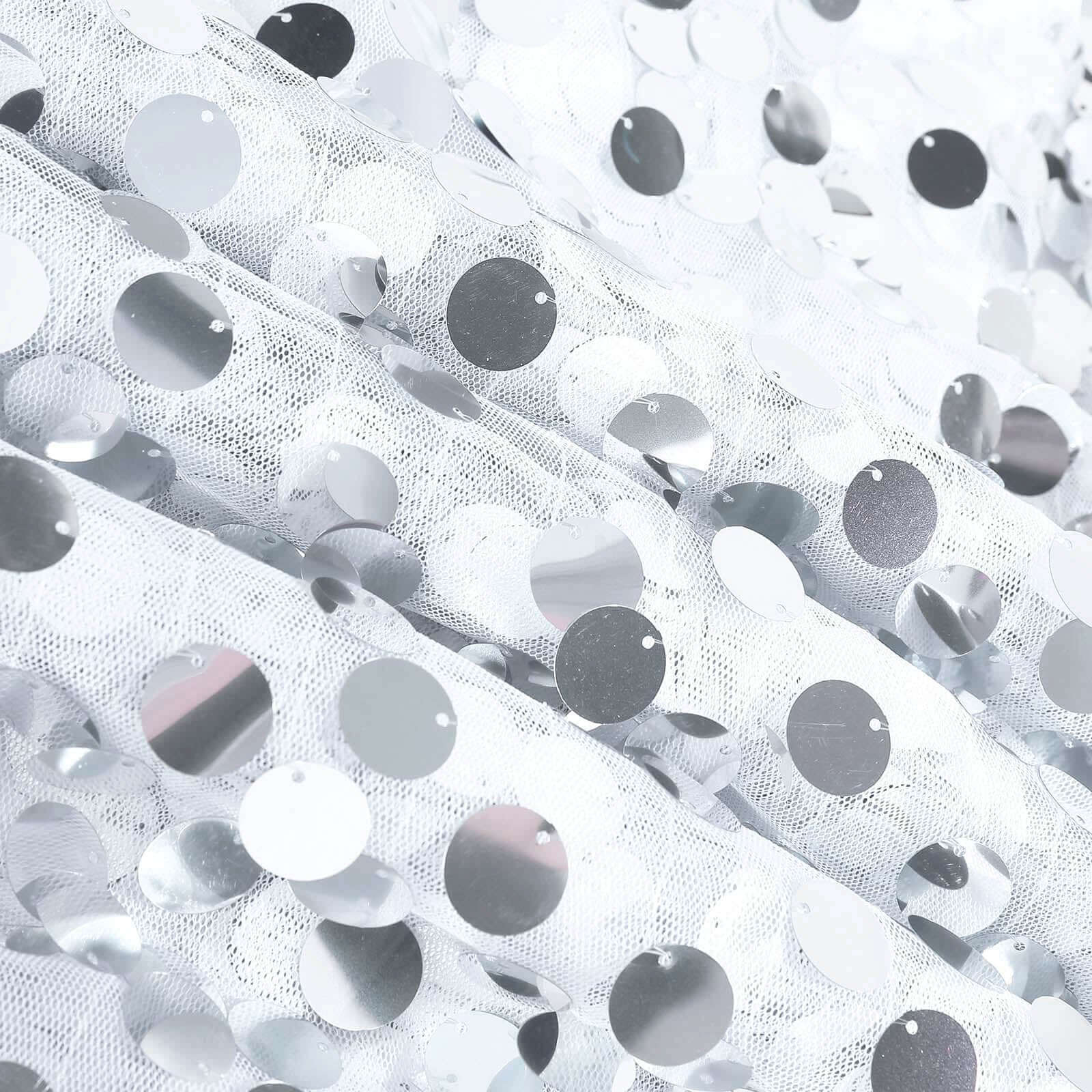 Sequin 72"x72" Table Overlay Square Tablecloth White - Big Payette Design for Classy Celebrations