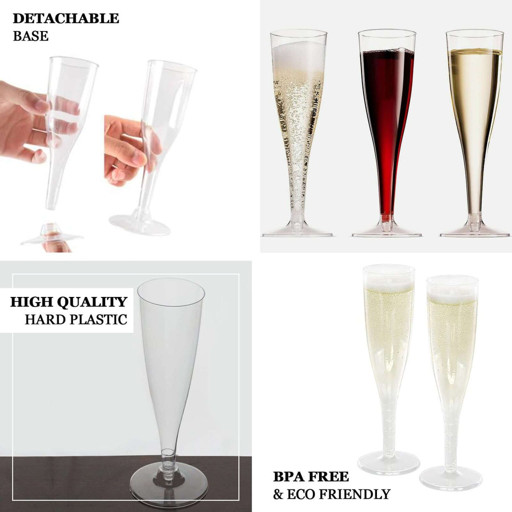 12-Pack Plastic Champagne Flutes Hollow Stem Clear - Lightweight Disposable Glasses for Toasts 5oz