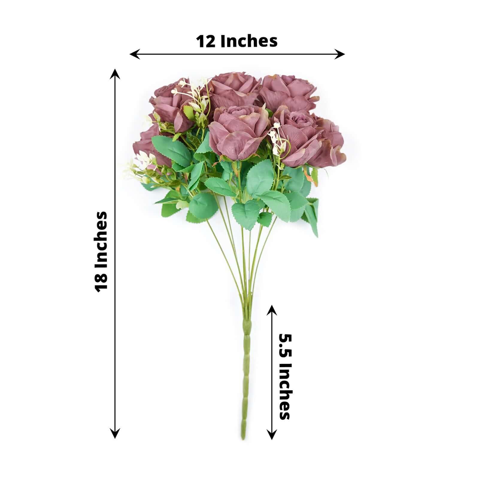 2 Bushes 18" Real Touch Dusty Rose Artificial Rose Flower Bouquet, Silk Long Stem Flower Arrangements