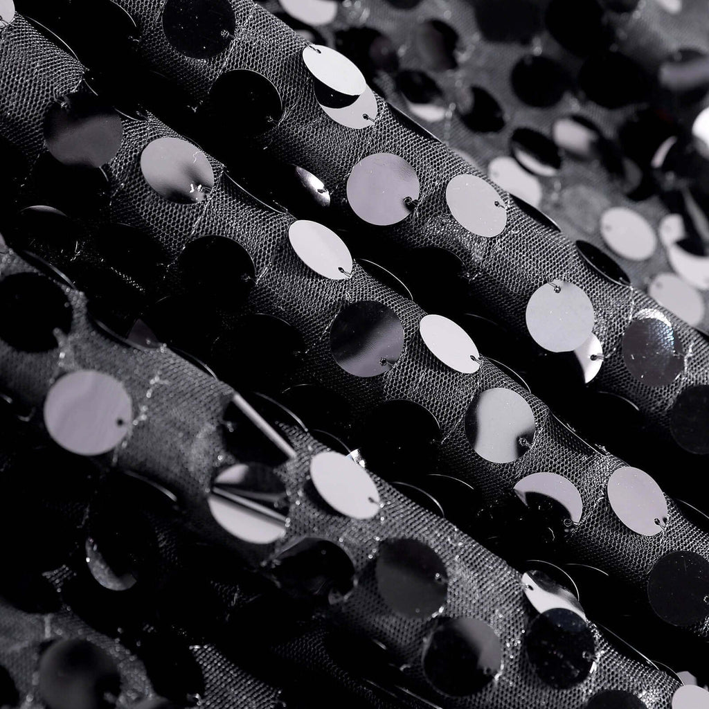 Sequin 72"x72" Table Overlay Square Tablecloth Black - Big Payette Table Cover