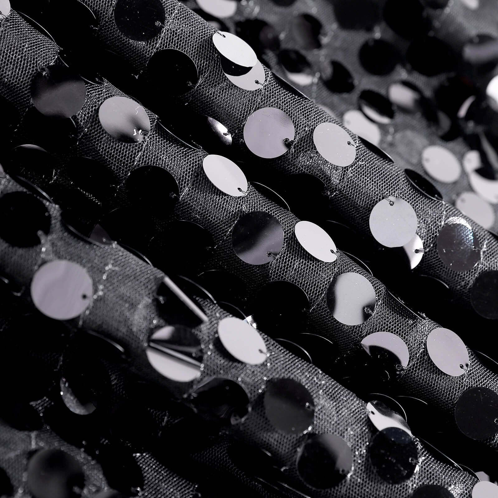 Sequin 72"x72" Table Overlay Square Tablecloth Black - Big Payette Table Cover