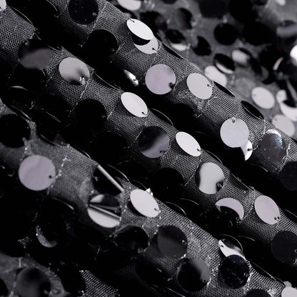 Sequin 72"x72" Table Overlay Square Tablecloth Black - Big Payette Table Cover