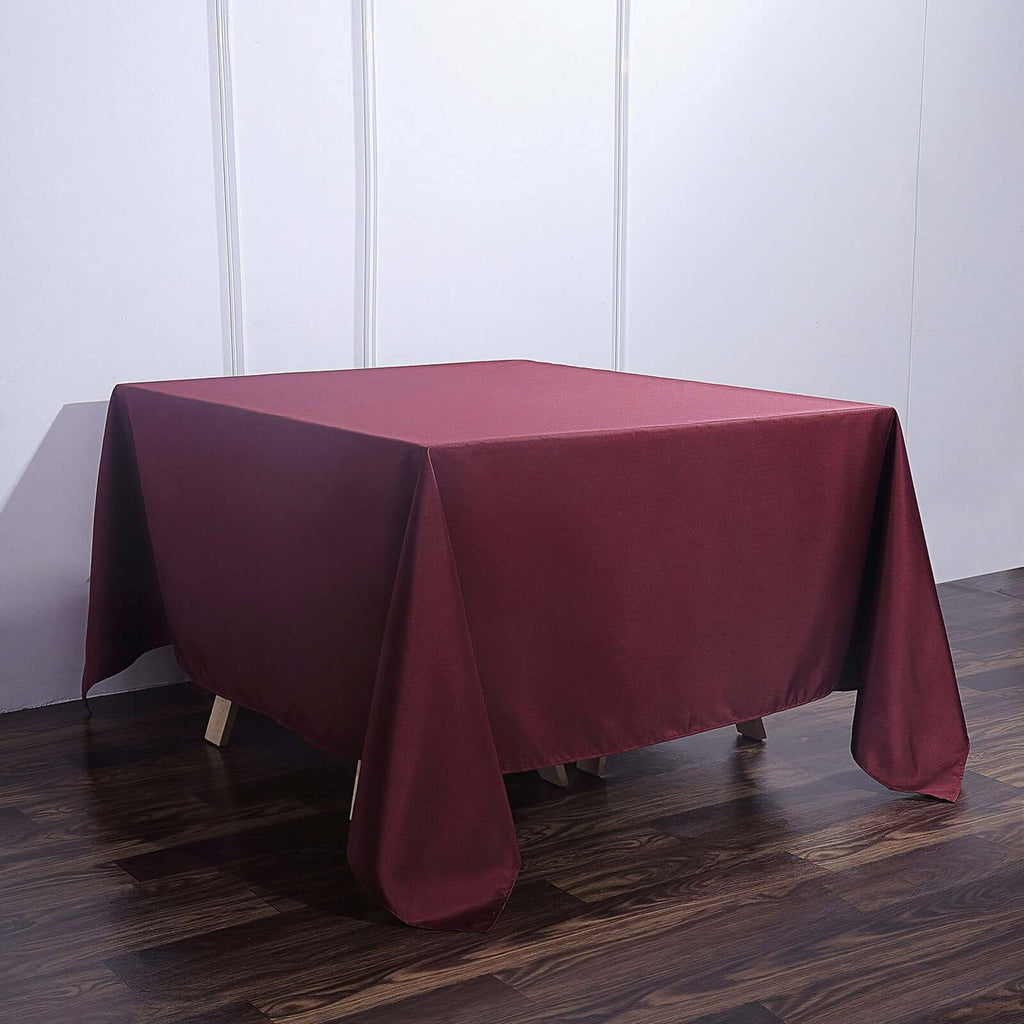 Polyester Square 90"x90" Tablecloth Burgundy - Wrinkle-Resistant & Durable Table Cover