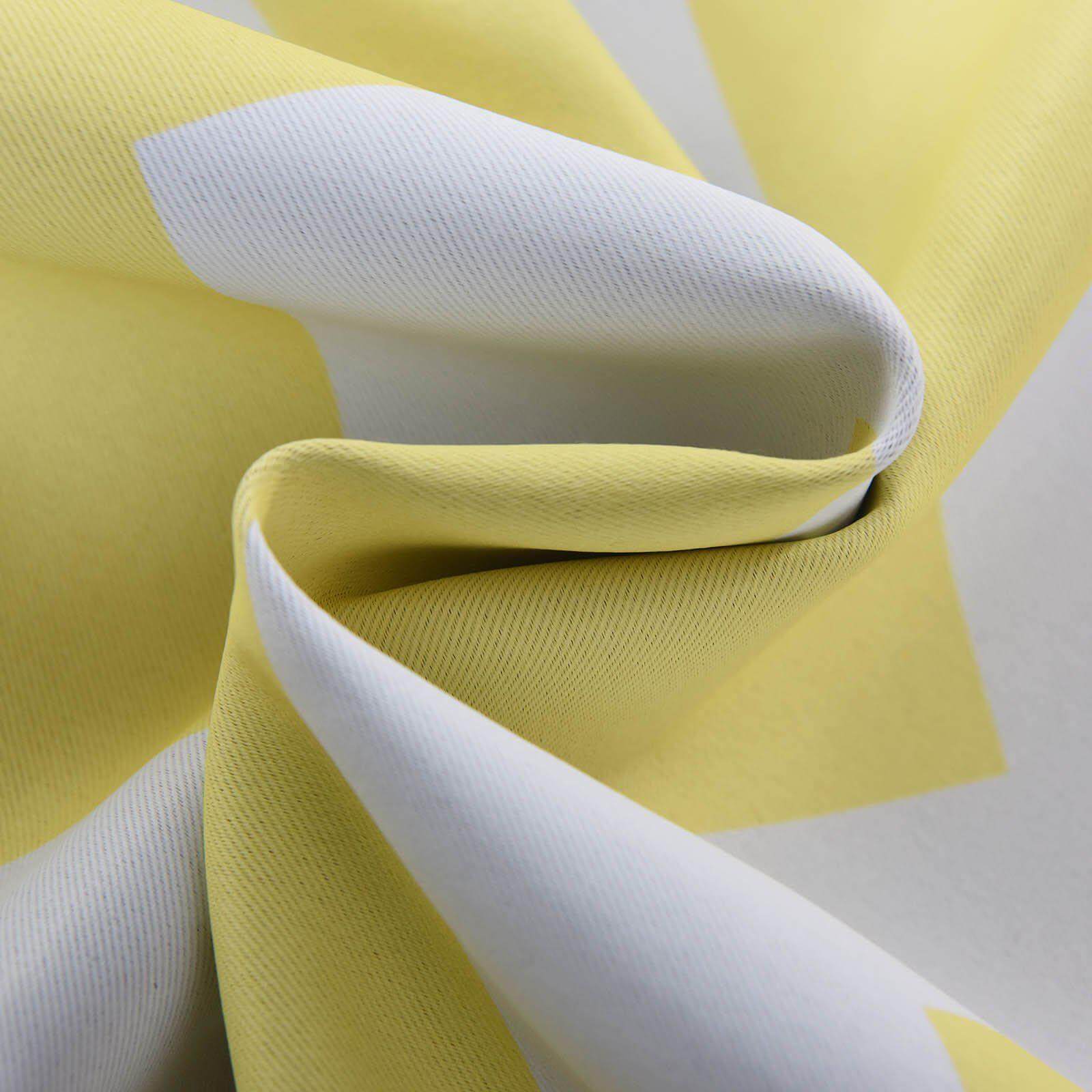 2 Pack White Yellow Chevron Design Thermal Blackout Curtains With Chrome Grommet Window Treatment Panels - 52"x108"