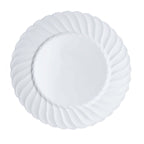 12-Pack Plastic Dinner Plates Glossy White Swirl Rim - Durable Disposable Plates for Gatherings 10"