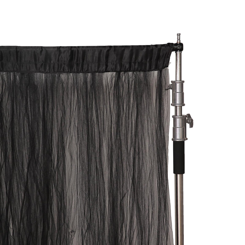 5ftx10ft Black Dual Sided Sheer Tulle Event Curtain Drapes With Satin Header, Rod Ready Backdrop Event Panel