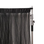 5ftx10ft Black Dual Sided Sheer Tulle Event Curtain Drapes With Satin Header, Rod Ready Backdrop Event Panel